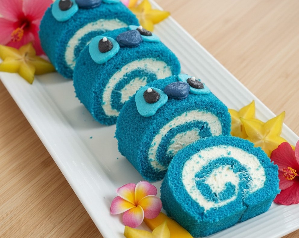 Easy Cute Blue Tropical Cake Roll