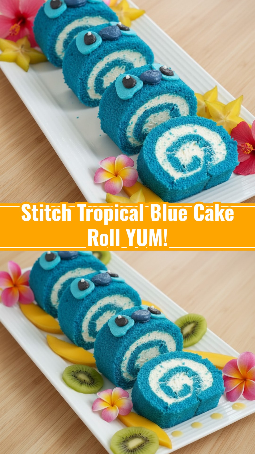 Easy Cute Blue Tropical Cake Roll