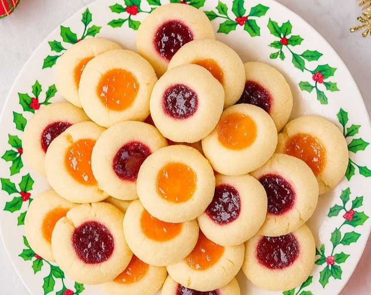 Easy Homemade Soft Christmas Thumbprint Cookies