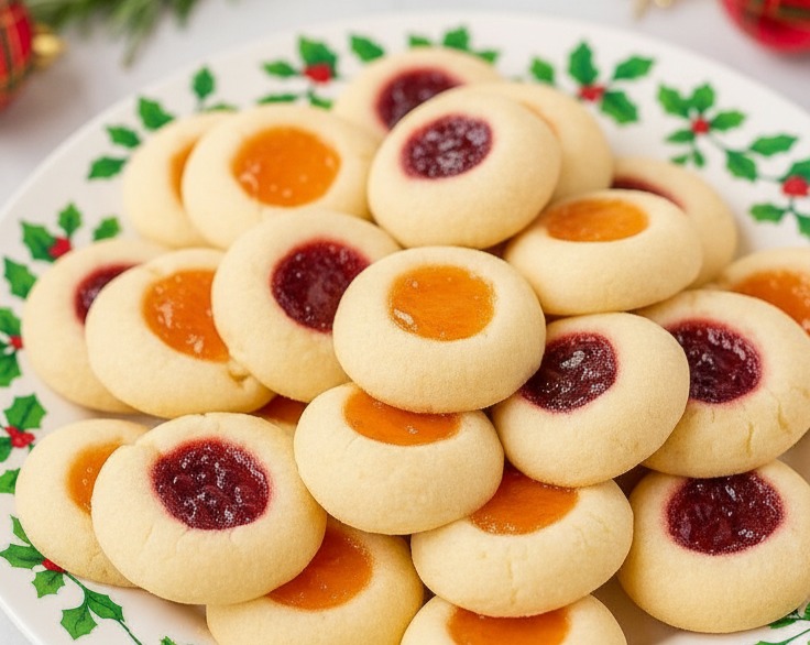 Easy Homemade Soft Christmas Thumbprint Cookies
