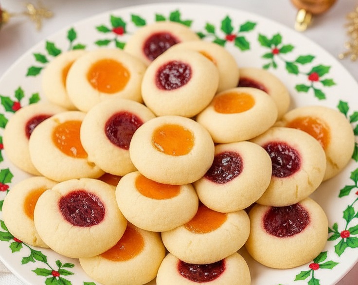 Easy Homemade Soft Christmas Thumbprint Cookies