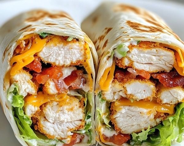 Fast Healthy Crispy Chicken Bacon Ranch Wraps