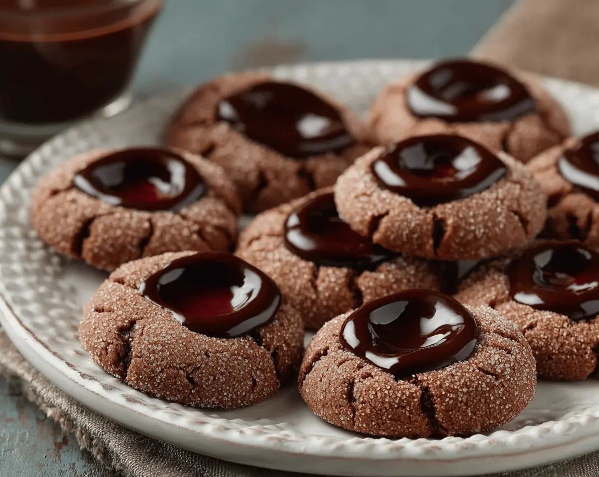 Dark Chocolate Christmas Thumbprint Cookies Recipe overview
