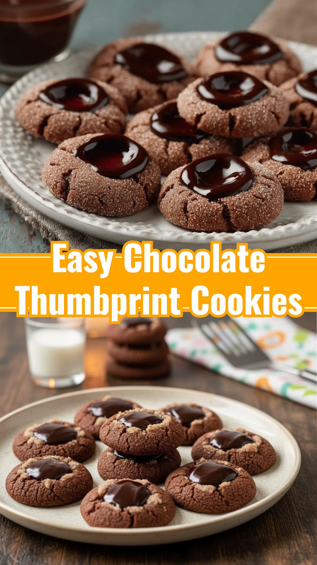 Dark Chocolate Christmas Thumbprint Cookies Recipe