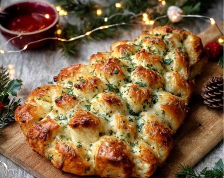 Easy Cheesy Pull Apart Christmas Tree Bread Appetizer overview