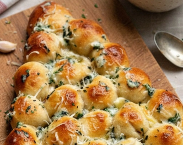 Easy Cheesy Pull Apart Christmas Tree Bread Appetizer serving