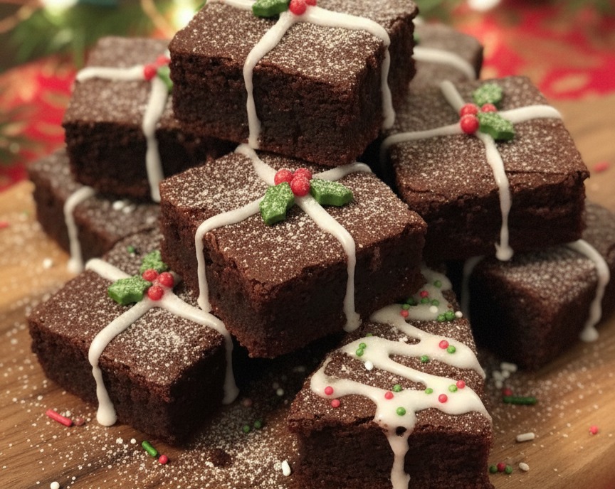 Easy Christmas Present Brownies for Festive Kid Baking Gifts serving