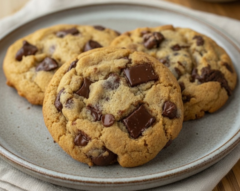 Slow Comfort: Thick Gooey Two-Chip Chocolate Chip Cookies serving