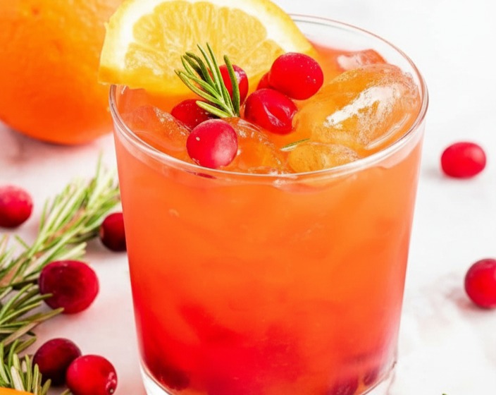 Slow Cooker Cranberry Rosemary Christmas Sangria Punch with Cinnamon serving