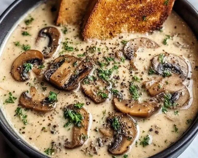 Slow Cooker Creamy Mushroom Soup: Healthy & Elegant Autumn Comfort serving