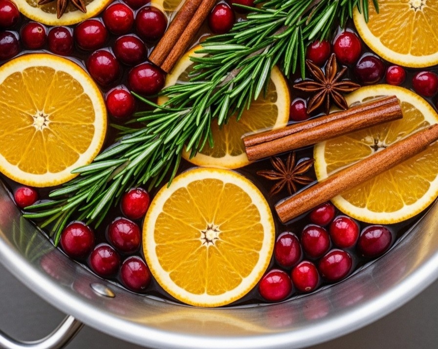 Slow Cooker Dried Orange Cranberry Simmer Pot Potpourri serving