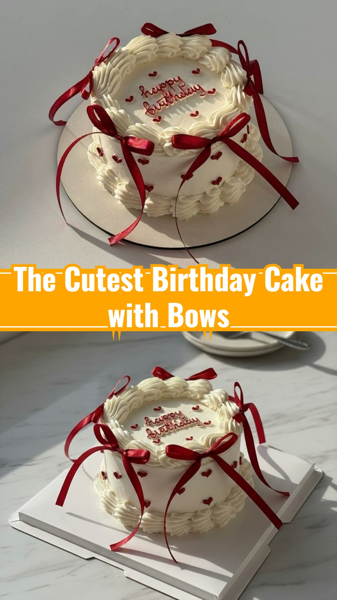 Effortless Vintage Birthday Cake with Bows for Celebrations
