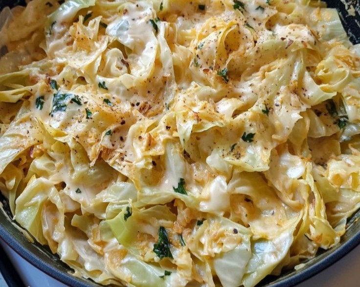 Viral 15 Minute Cabbage Alfredo Low Carb Pasta Fiber Maxxing serving