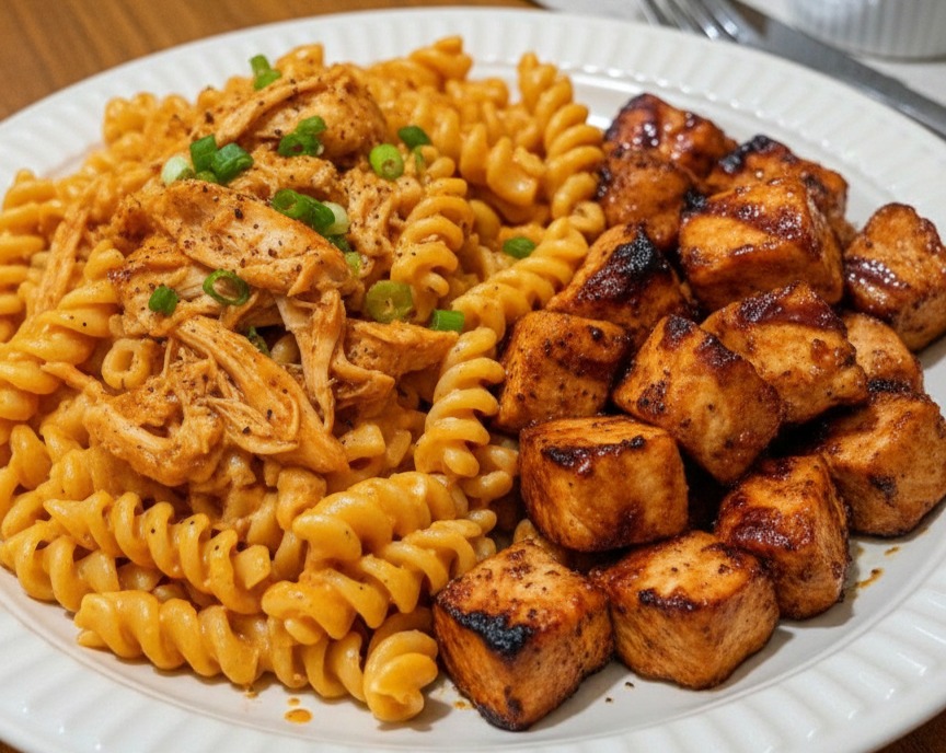 BBQ Chicken Mac and Cheese Super Delicious Easy Dinner serving