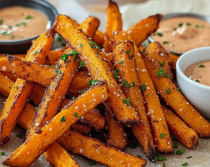 Crispy Baked Sweet Potato Fries Simple Veggie Side serving