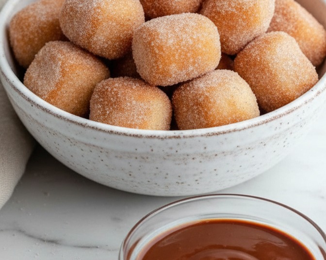 Easy Air Fryer Churro Bites Lighter Baked Fun Snack serving