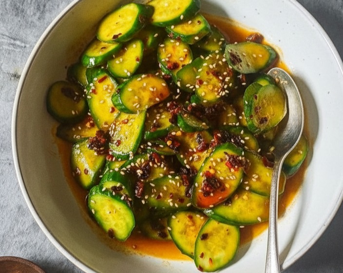 Easy Healthy Asian Cucumber Salad Perfect Side for Slow Cooker Meals serving