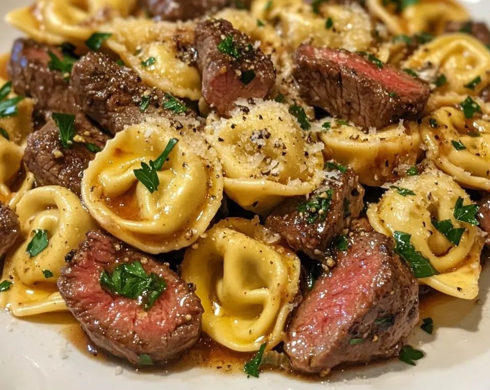 Effortless Skillet Garlic Steak Tortellini Dinner overview