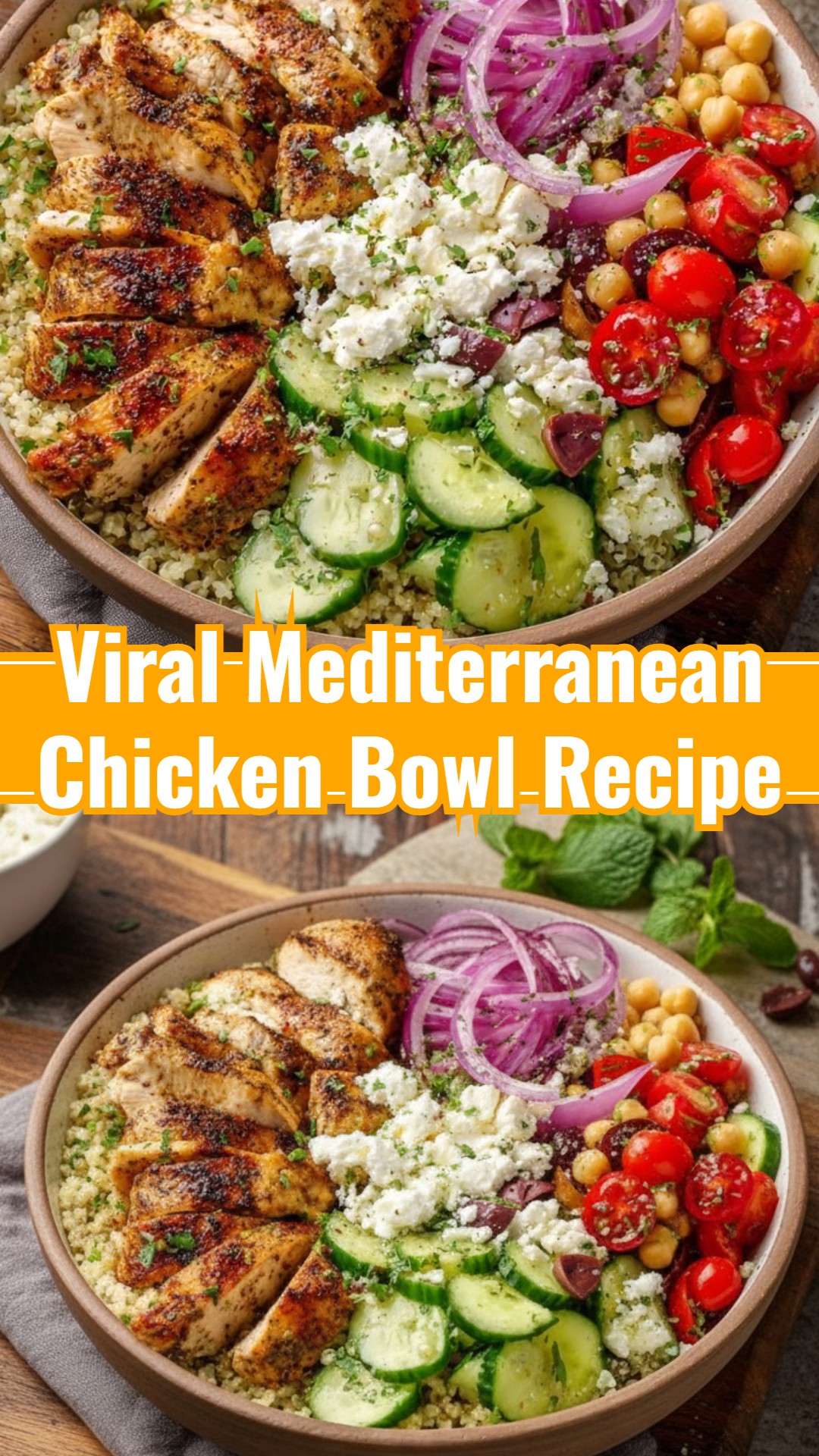 Healthy Slow Cooker Mediterranean Chicken Protein Dinner Bowl