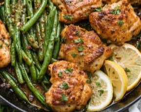 Lemon Garlic Butter Chicken Thighs Green Beans Meal overview