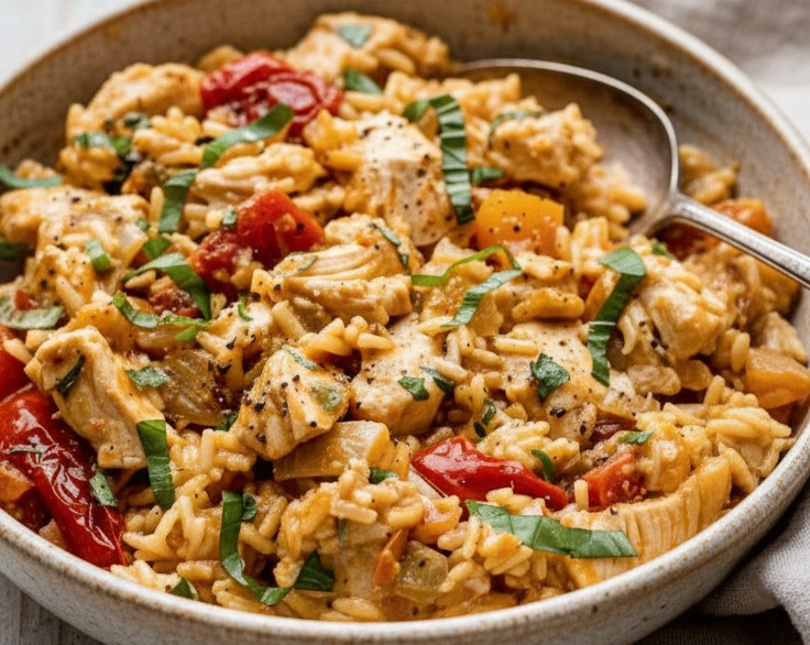 Simple Marry Me Chicken Orzo Cozy Dinner Family Favorite serving