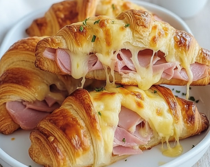Easy Breakfast Baked Ham And Cheese Croissant Brunch Recipes serving